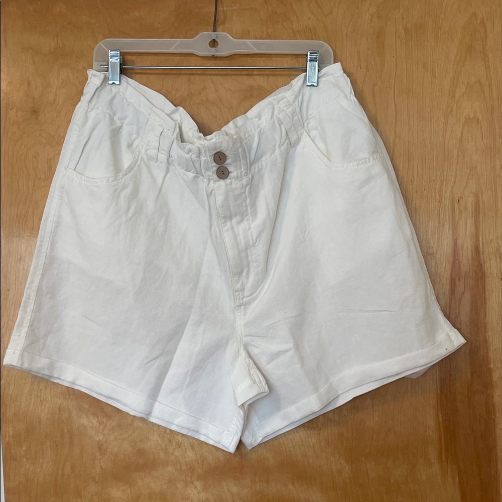 Sundance XL New White Cotton Linen Shorts